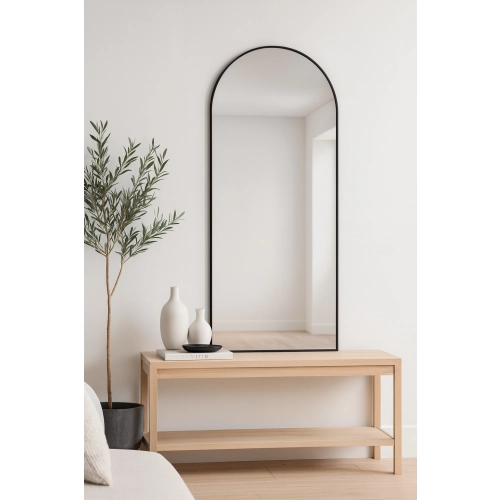 Lustro półowalne w ramie złotej MDF SLIM - DOMI - kolor do wyboru